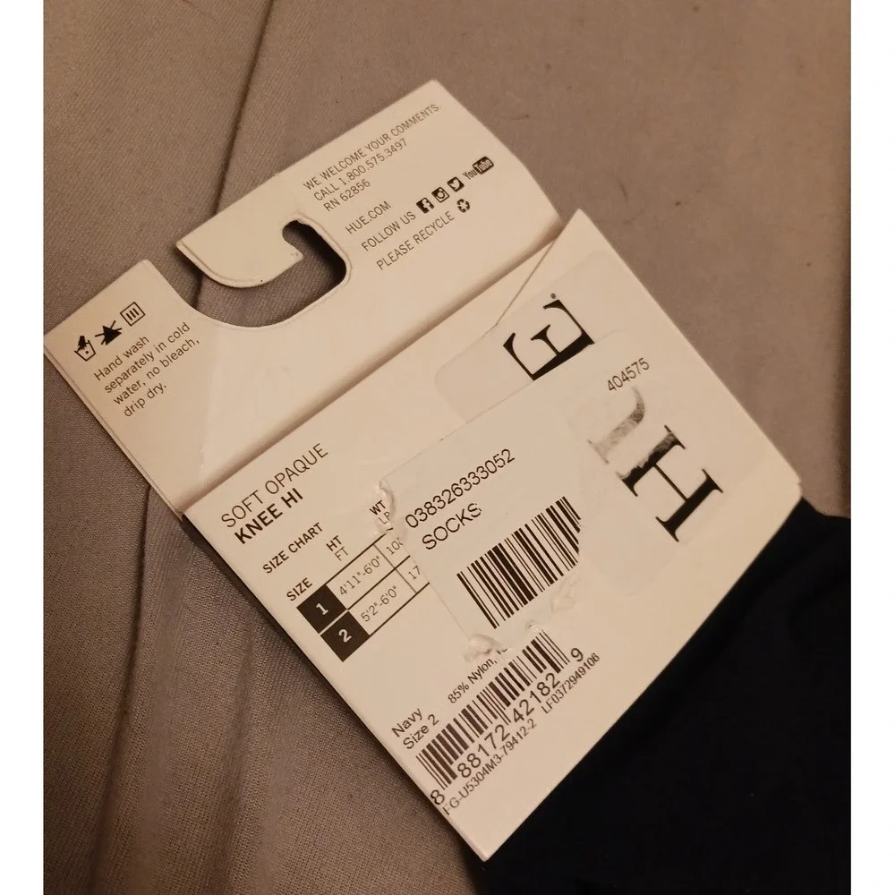 NEW Hue Navy Blue Soft Opaque Knee Hi's, Size‎ 2 Plus